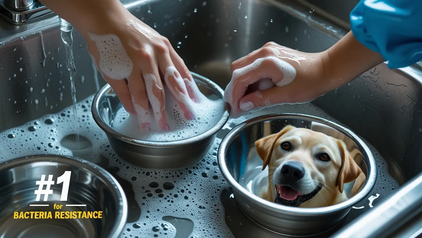 dog food and water bowl